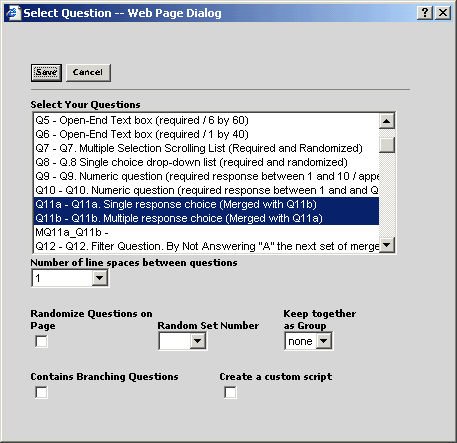 Merge Question: Place multiple questions on the same survey page